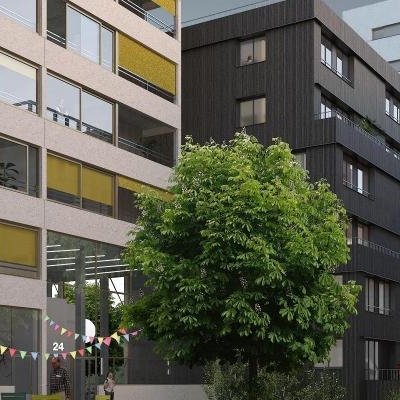Construction de 3 immeubles de 68 logements collectifs et commerces dans le quartier République sur l’île de NANTES.